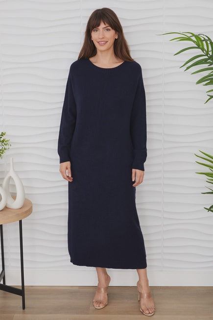 Boatneck Knit Maxi Sweater Dress