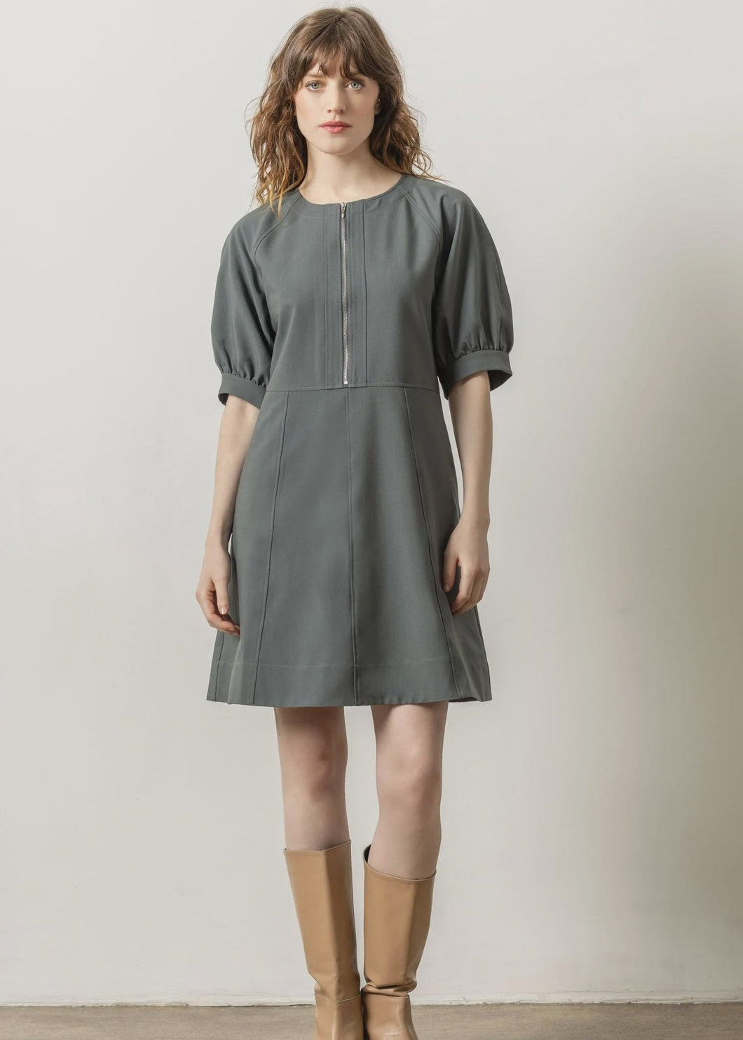 Zip Front Flare Dress