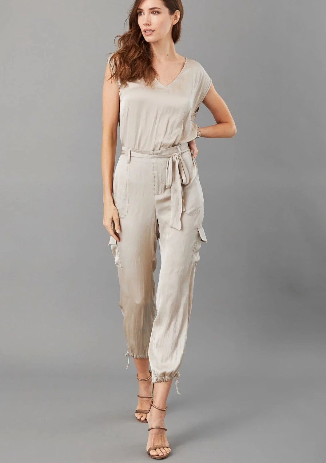 Satin Belted Cargo Pant